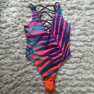 PINK VS one piece criss cross swim suit